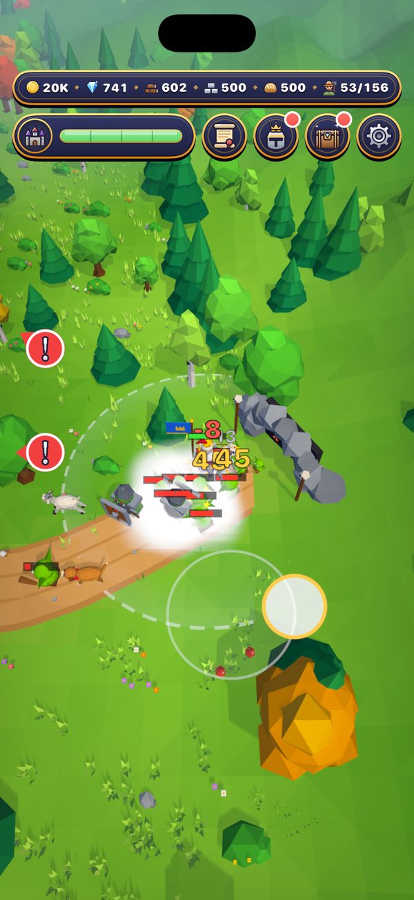 The knight, a war goat and a war dog fighting orcs on the road