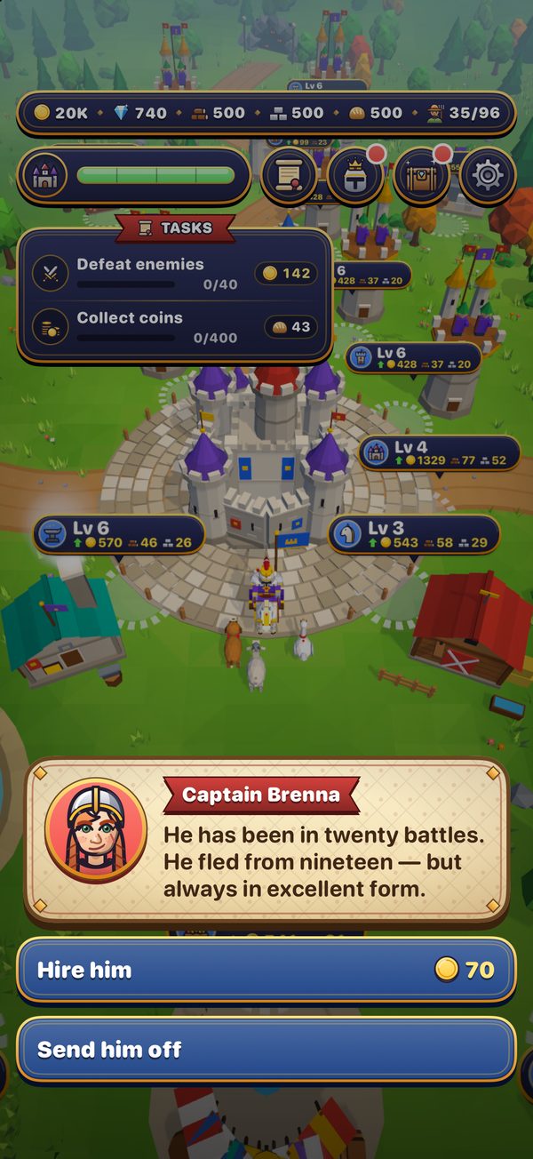 Captain Brenna asking whether to hire Sir Baldric